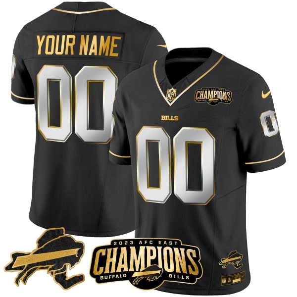 Bills 2023 AFC East Champions Patch Gold Vapor Custom Jersey V2 - All Stitched - Image 2