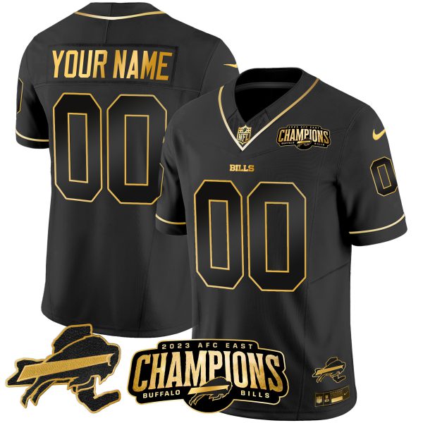 Bills 2023 AFC East Champions Patch Gold Vapor Custom Jersey V2 - All Stitched - Image 3