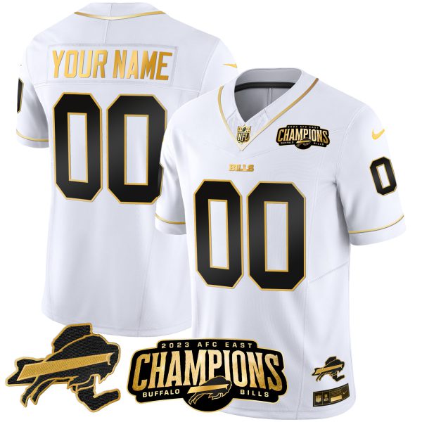 Bills 2023 AFC East Champions Patch Gold Vapor Custom Jersey V2 - All Stitched - Image 4