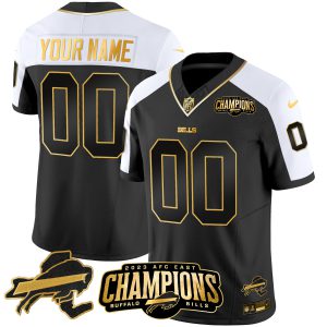 Bills 2023 AFC East Champions Patch Gold Vapor Custom Jersey V2 - All Stitched