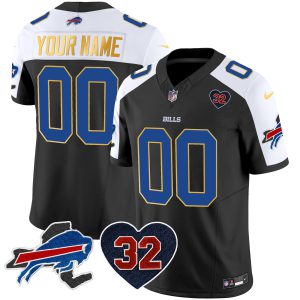 Bills O.J. Simpson Patch Gold Trim Vapor Limited Custom Jersey - All Stitched