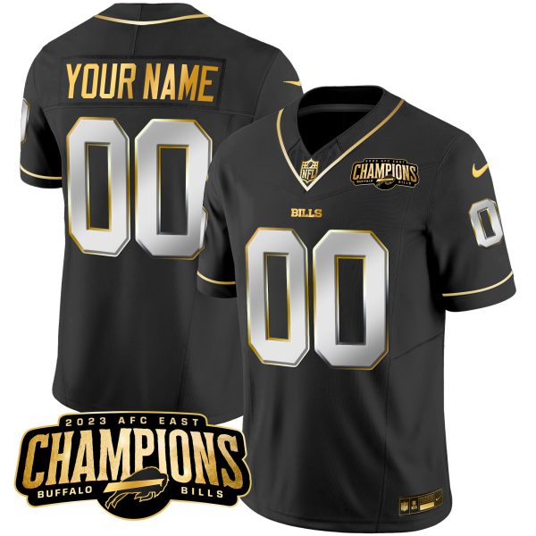 Bills 2023 AFC East Champions Patch Gold Vapor Custom Jersey - All Stitched - Image 2