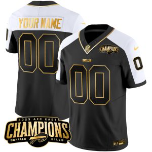 Bills 2023 AFC East Champions Patch Gold Vapor Custom Jersey - All Stitched