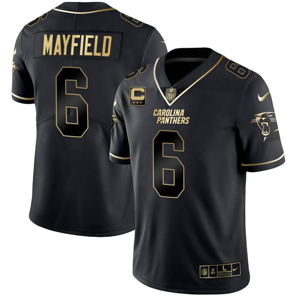Men's Carolina Panthers Black Gold & White Gold Vapor Limited Jersey - All Stitched - Image 9