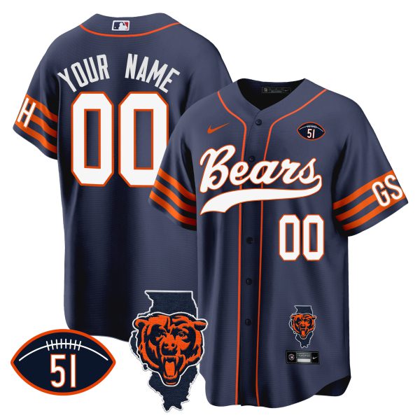 Bears Illinois Patch Baseball Custom Jersey - All Stitched - Image 2