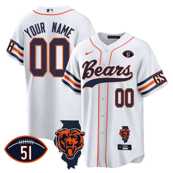 Bears Illinois Patch Baseball Custom Jersey - All Stitched - Image 3