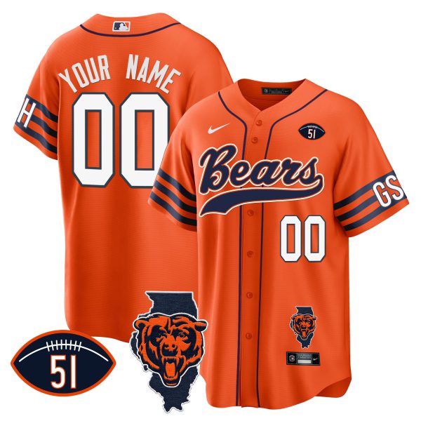 Bears Illinois Patch Baseball Custom Jersey - All Stitched - Image 4