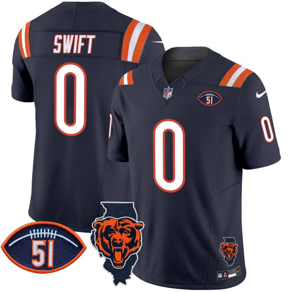 Men's Bears Illinois Patch Vapor Limited Jersey V2 - All Stitched - Image 3
