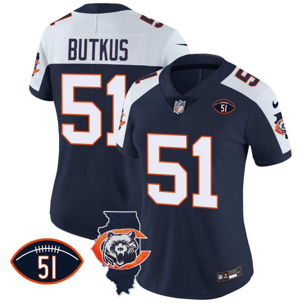 Women's Bears Throwback Illinois Patch Vapor Jersey - All Stitched - Image 2
