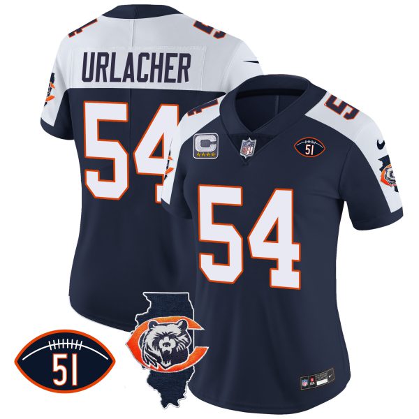 Women's Bears Throwback Illinois Patch Vapor Jersey - All Stitched - Image 3