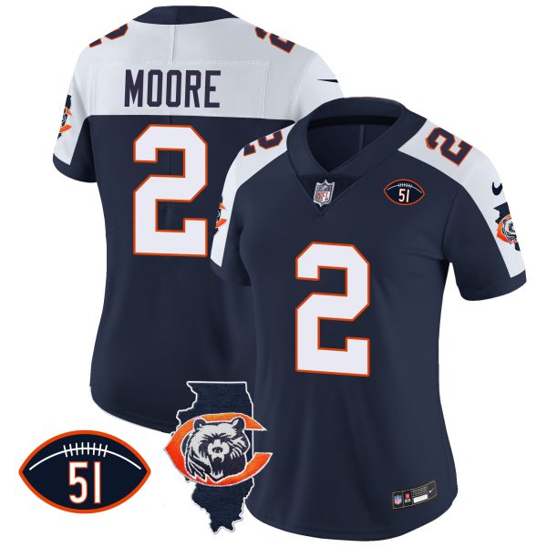 Women's Bears Throwback Illinois Patch Vapor Jersey - All Stitched - Image 4
