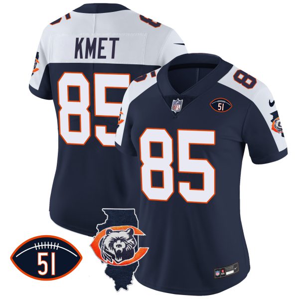 Women's Bears Throwback Illinois Patch Vapor Jersey - All Stitched - Image 6