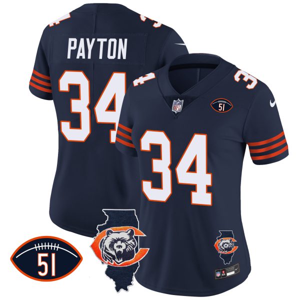 Women's Bears Throwback Illinois Patch Vapor Jersey - All Stitched - Image 11