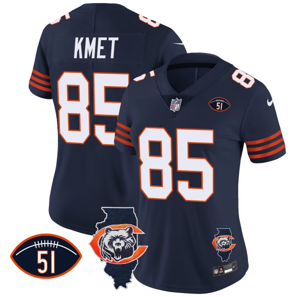 Women's Bears Throwback Illinois Patch Vapor Jersey - All Stitched - Image 12