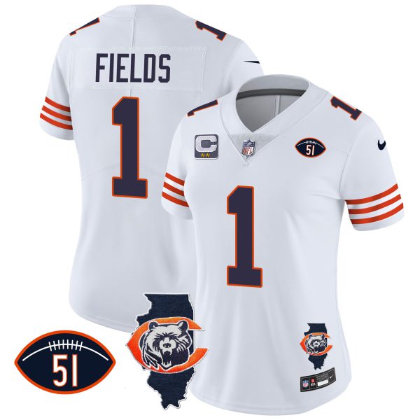 Women's Bears Throwback Illinois Patch Vapor Jersey - All Stitched - Image 13