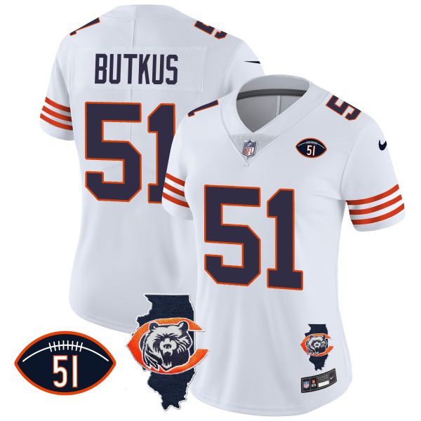 Women's Bears Throwback Illinois Patch Vapor Jersey - All Stitched - Image 14