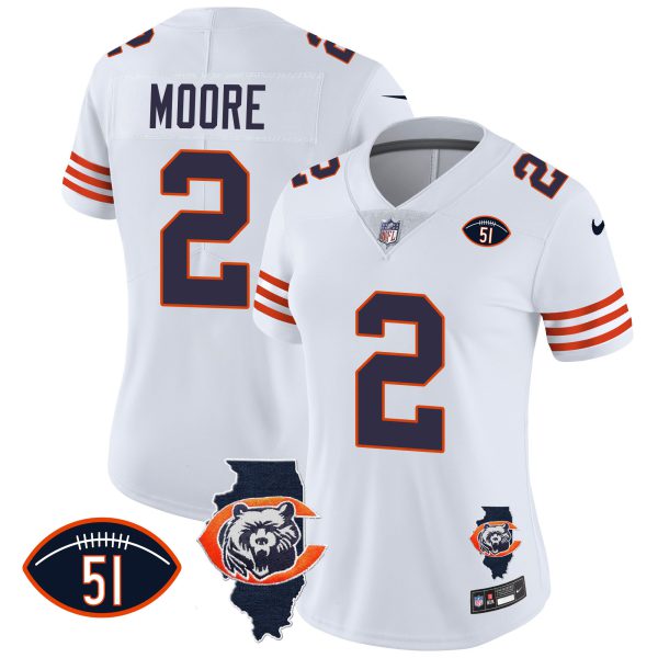 Women's Bears Throwback Illinois Patch Vapor Jersey - All Stitched - Image 16
