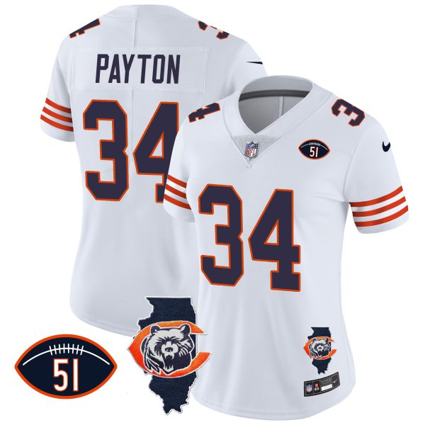 Women's Bears Throwback Illinois Patch Vapor Jersey - All Stitched - Image 17