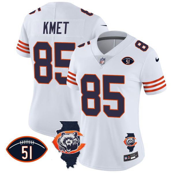 Women's Bears Throwback Illinois Patch Vapor Jersey - All Stitched - Image 18