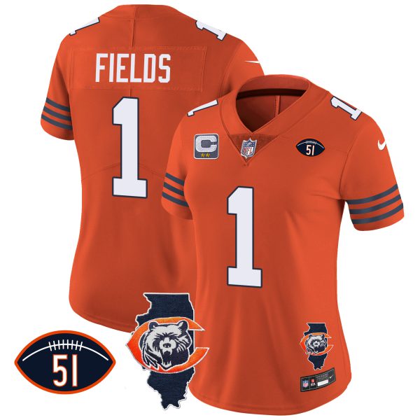 Women's Bears Throwback Illinois Patch Vapor Jersey - All Stitched - Image 19