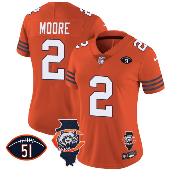 Women's Bears Throwback Illinois Patch Vapor Jersey - All Stitched - Image 22
