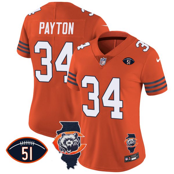 Women's Bears Throwback Illinois Patch Vapor Jersey - All Stitched - Image 23