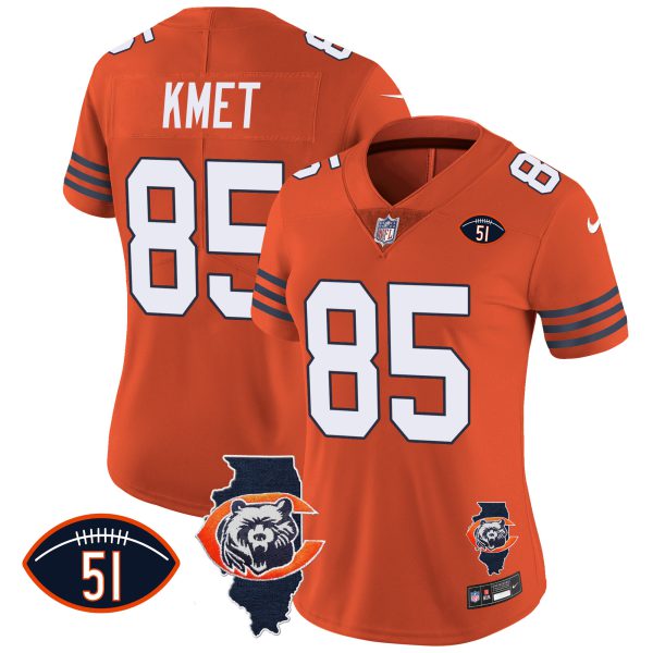 Women's Bears Throwback Illinois Patch Vapor Jersey - All Stitched - Image 24