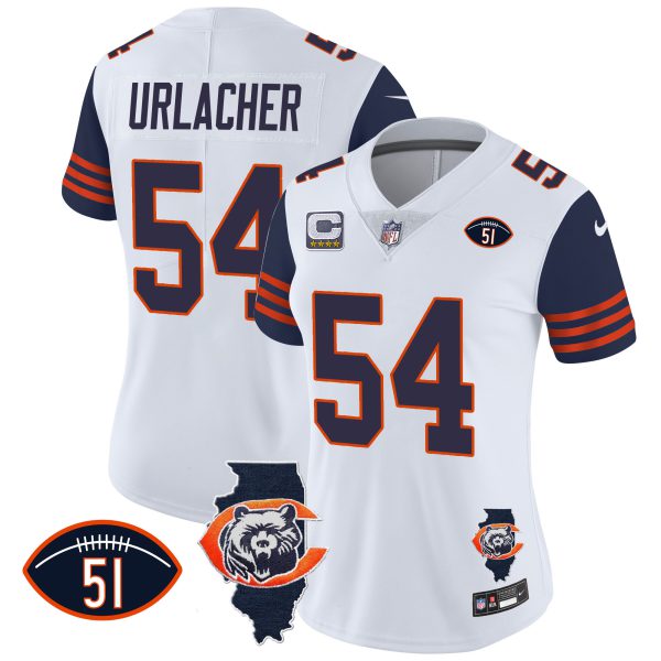 Women's Bears Throwback Illinois Patch Vapor Jersey - All Stitched - Image 27