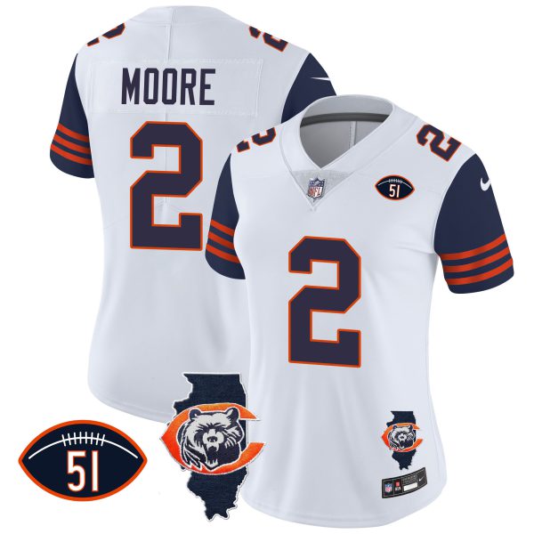 Women's Bears Throwback Illinois Patch Vapor Jersey - All Stitched - Image 28