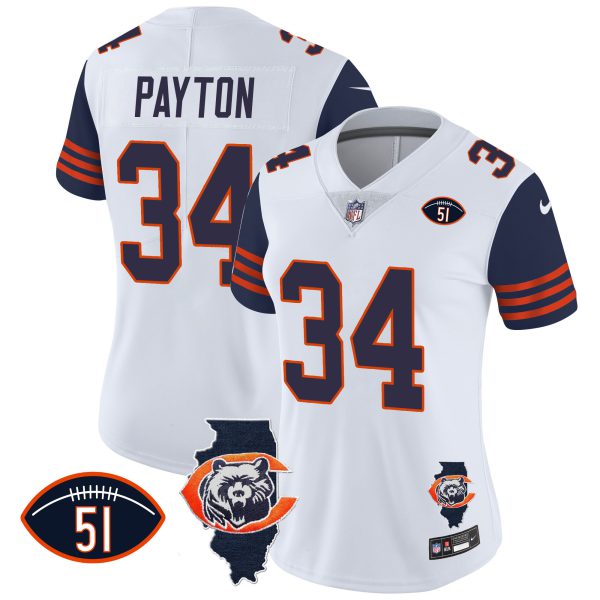 Women's Bears Throwback Illinois Patch Vapor Jersey - All Stitched - Image 29