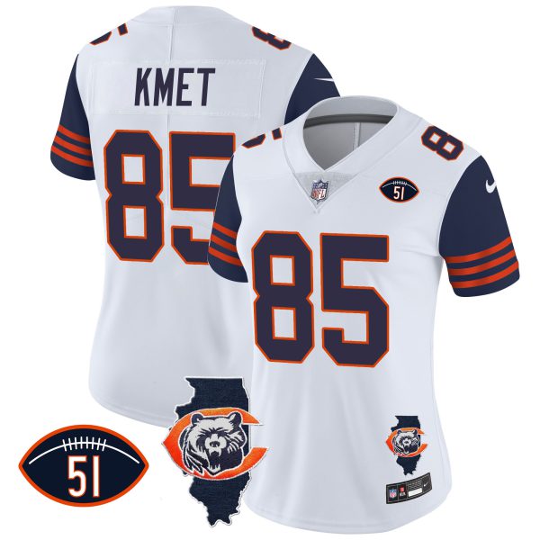Women's Bears Throwback Illinois Patch Vapor Jersey - All Stitched - Image 30