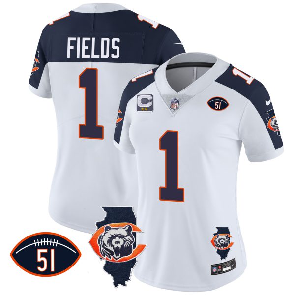 Women's Bears Throwback Illinois Patch Vapor Jersey - All Stitched - Image 31