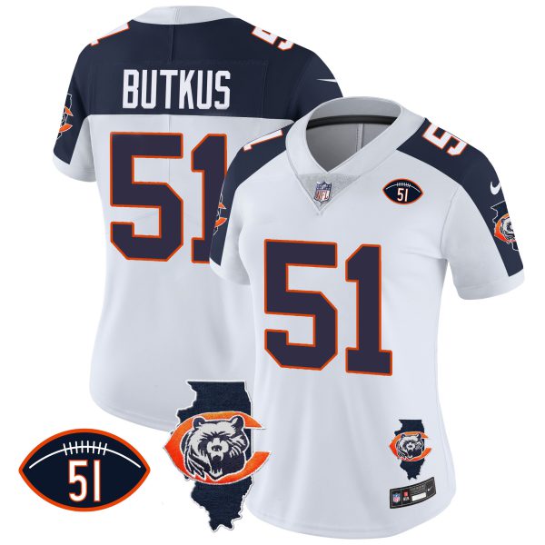 Women's Bears Throwback Illinois Patch Vapor Jersey - All Stitched - Image 32