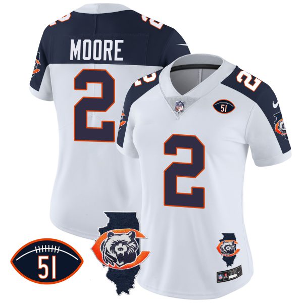 Women's Bears Throwback Illinois Patch Vapor Jersey - All Stitched - Image 34