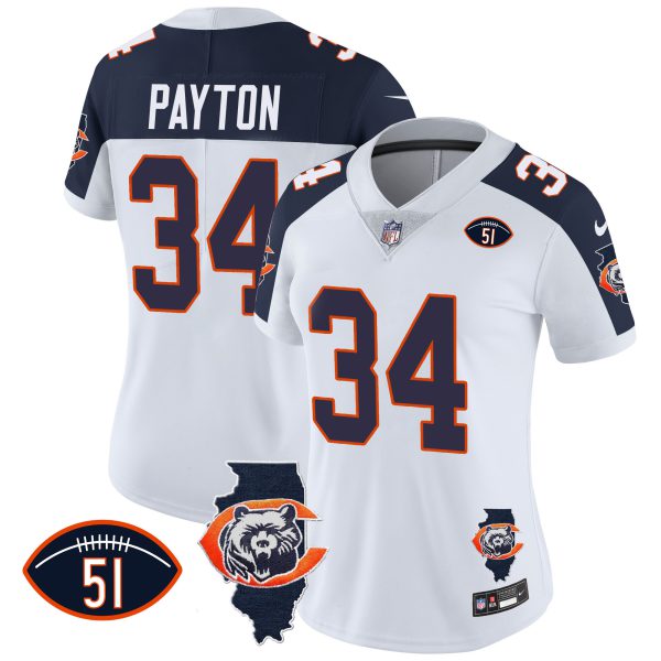 Women's Bears Throwback Illinois Patch Vapor Jersey - All Stitched - Image 35