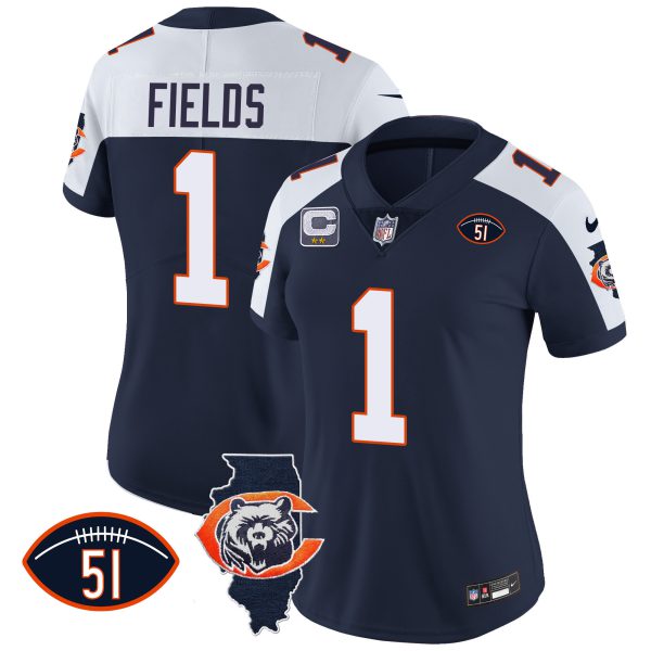 Women's Bears Throwback Illinois Patch Vapor Jersey - All Stitched