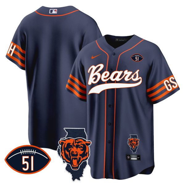 Men's Bears Illinois Patch Baseball Jersey - All Stitched - Image 14