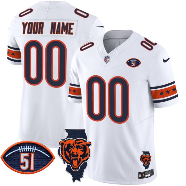 Bears Illinois & Dick Butkus Patch Vapor Limited Custom Jersey - All Stitched - Image 2