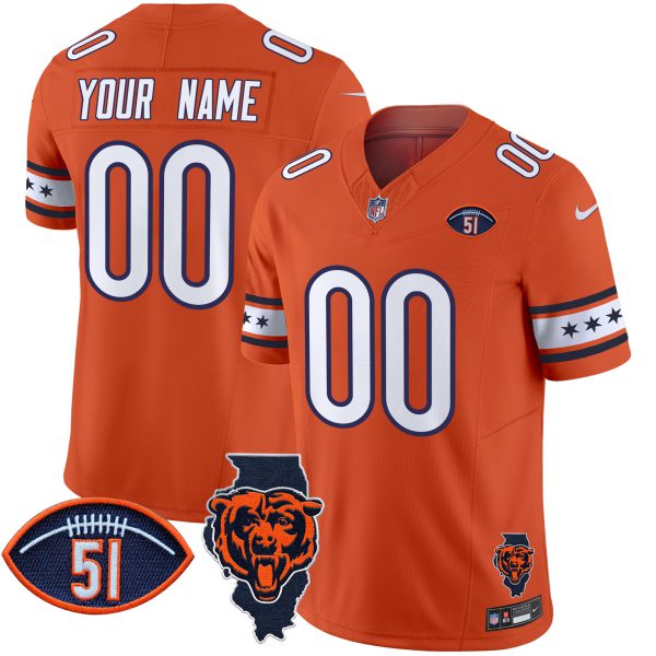 Bears Illinois & Dick Butkus Patch Vapor Limited Custom Jersey - All Stitched - Image 3
