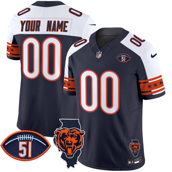 Bears Illinois & Dick Butkus Patch Vapor Limited Custom Jersey - All Stitched - Image 4