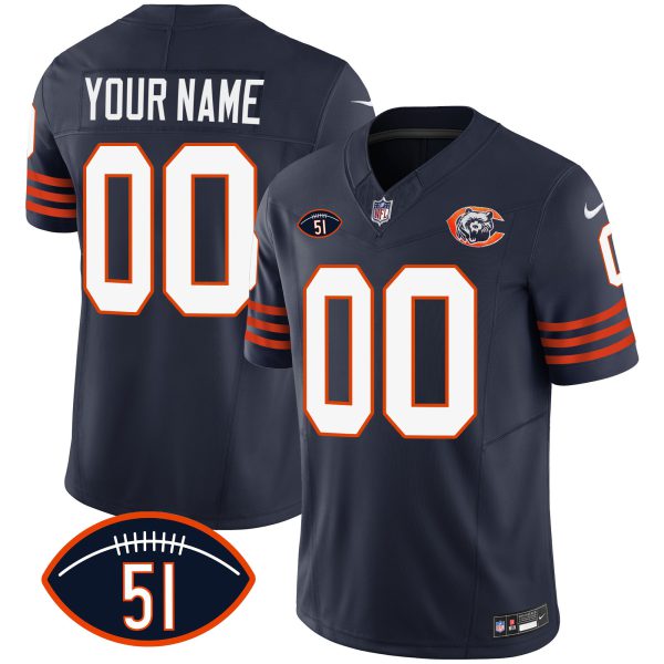 Bears Dick Butkus Patch Throwback Vapor Custom Jersey - All Stitched - Image 2