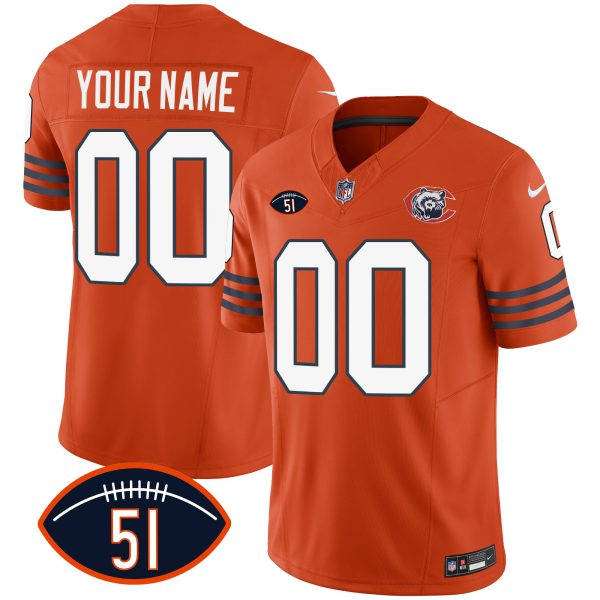 Bears Dick Butkus Patch Throwback Vapor Custom Jersey - All Stitched - Image 4