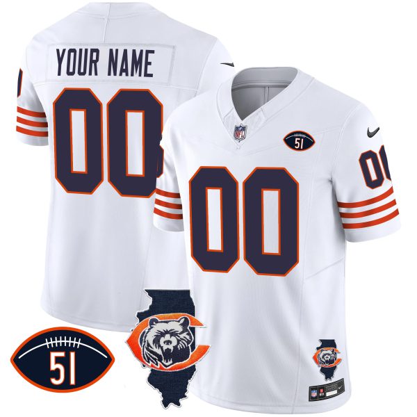 Bears Throwback Illinois Patch Vapor Custom Jersey - All Stitched - Image 3