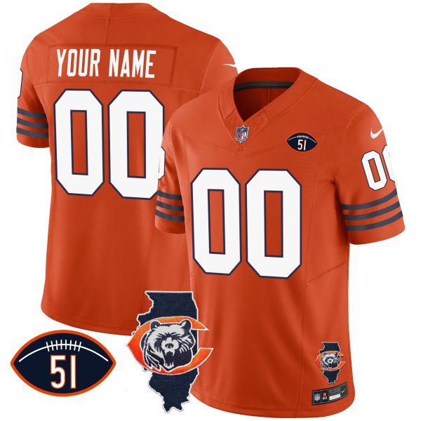 Bears Throwback Illinois Patch Vapor Custom Jersey - All Stitched - Image 4
