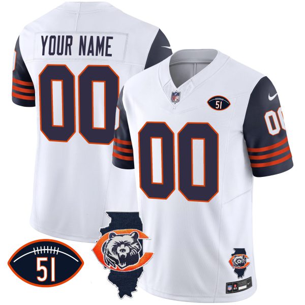 Bears Throwback Illinois Patch Vapor Custom Jersey - All Stitched - Image 5