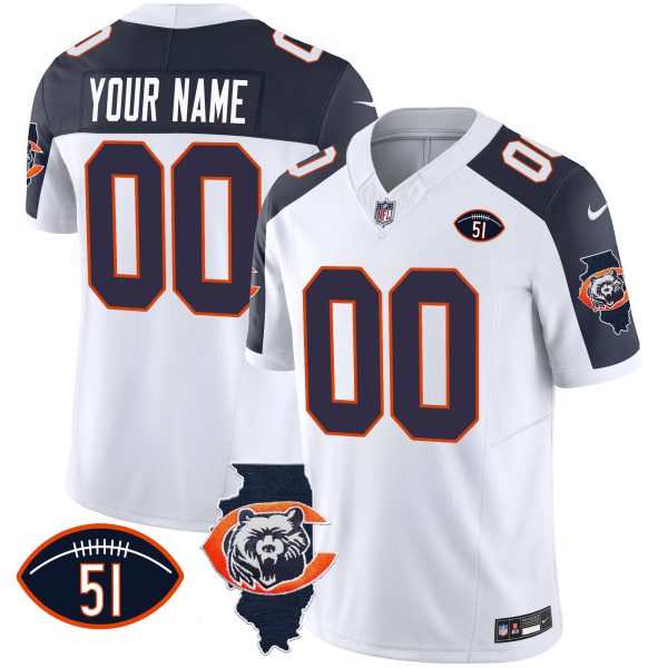 Bears Throwback Illinois Patch Vapor Custom Jersey - All Stitched - Image 6