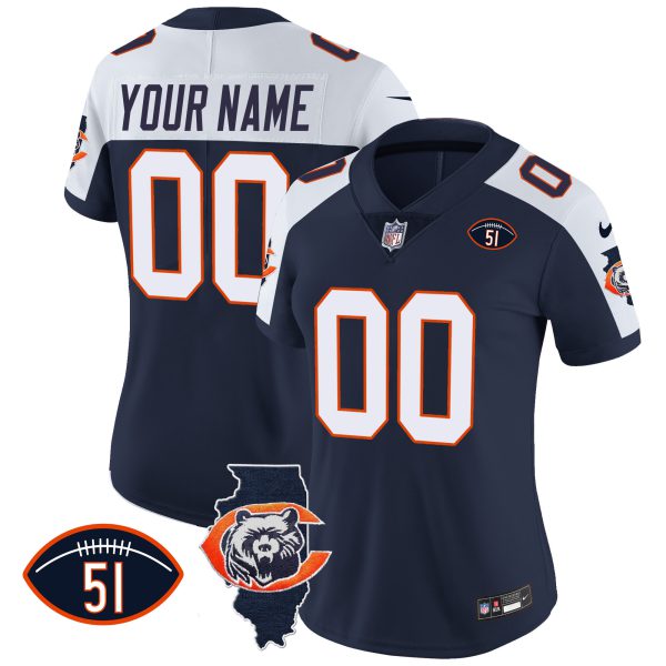 Bears Throwback Illinois Patch Vapor Custom Jersey - All Stitched - Image 7