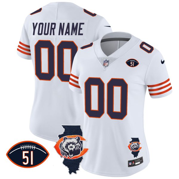 Bears Throwback Illinois Patch Vapor Custom Jersey - All Stitched - Image 9