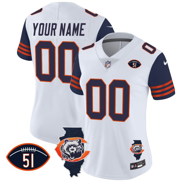 Bears Throwback Illinois Patch Vapor Custom Jersey - All Stitched - Image 11