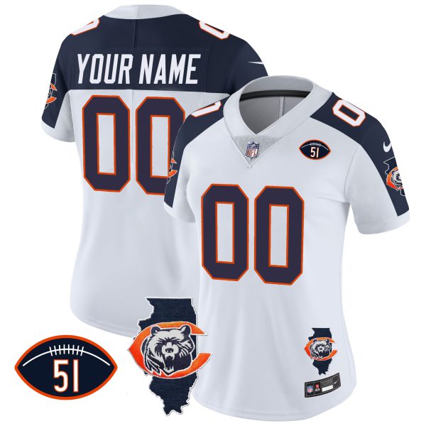 Bears Throwback Illinois Patch Vapor Custom Jersey - All Stitched - Image 12